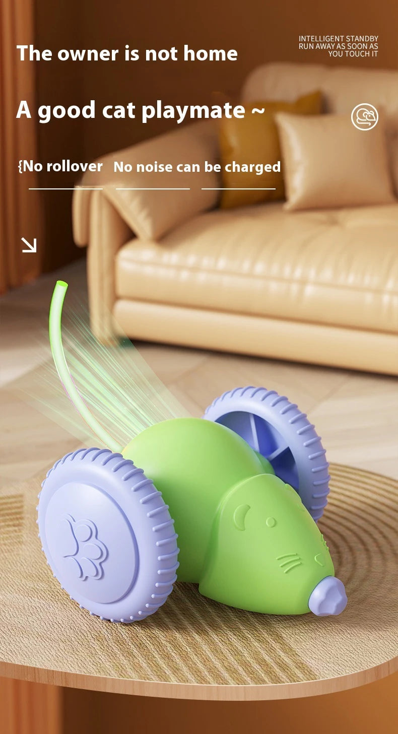 🐭 Rato Elétrico Recarregável Smart: Brinquedo Gato Automático com Desvio Inteligente de Obstáculos!