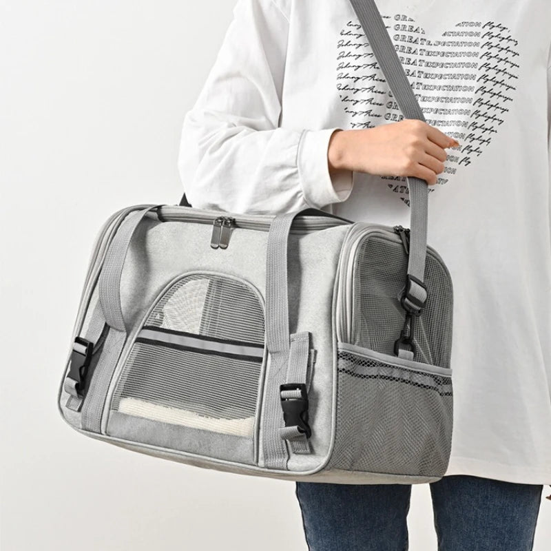 🎒 Mochila de Transporte Pet Premium: Dobrável, Respirável e Mãos Livres para Cães e Gatos!