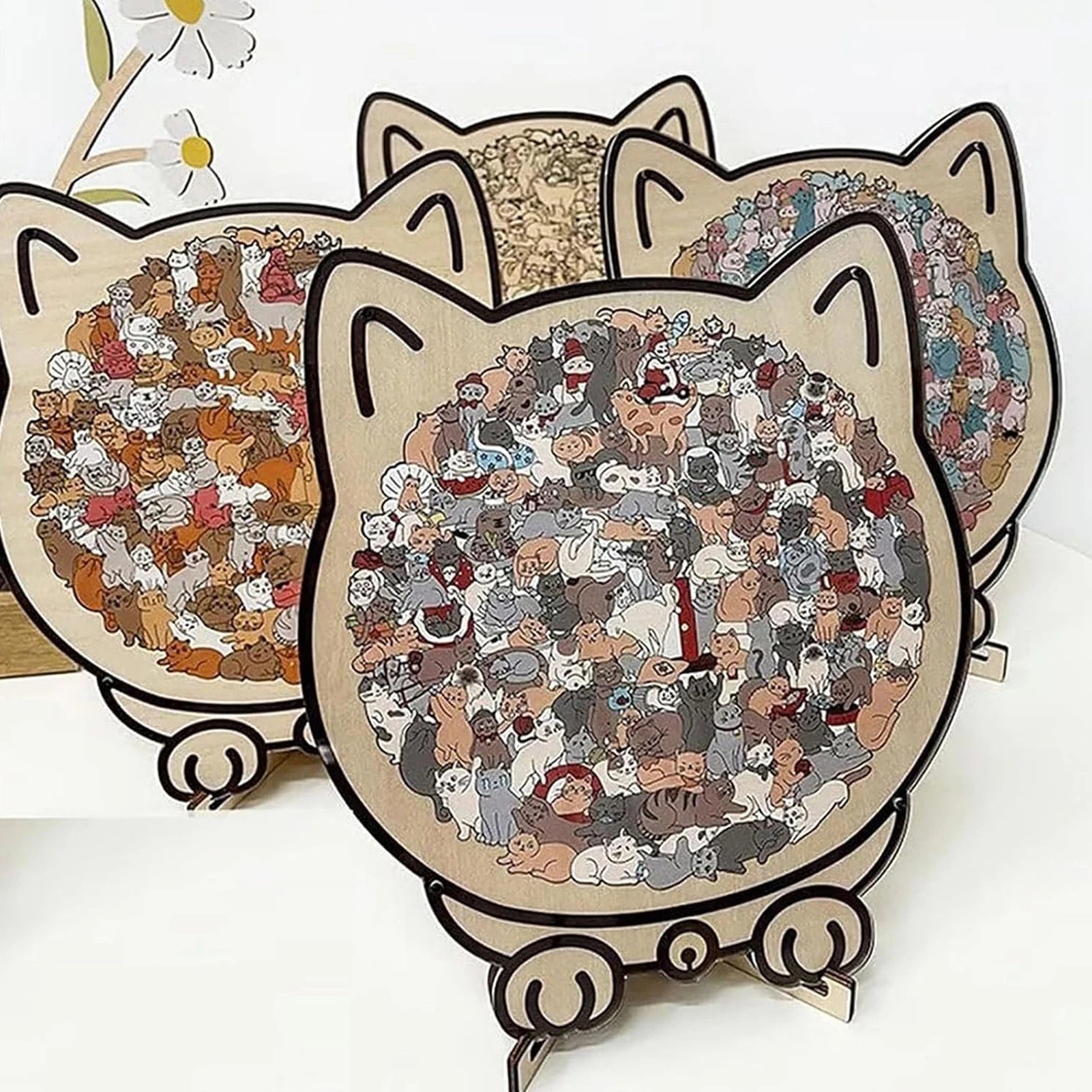 🧩 Quebra-Cabeça de Madeira 135 Peças: Design de Gato Irregular – Presente Único para Cat Lovers!