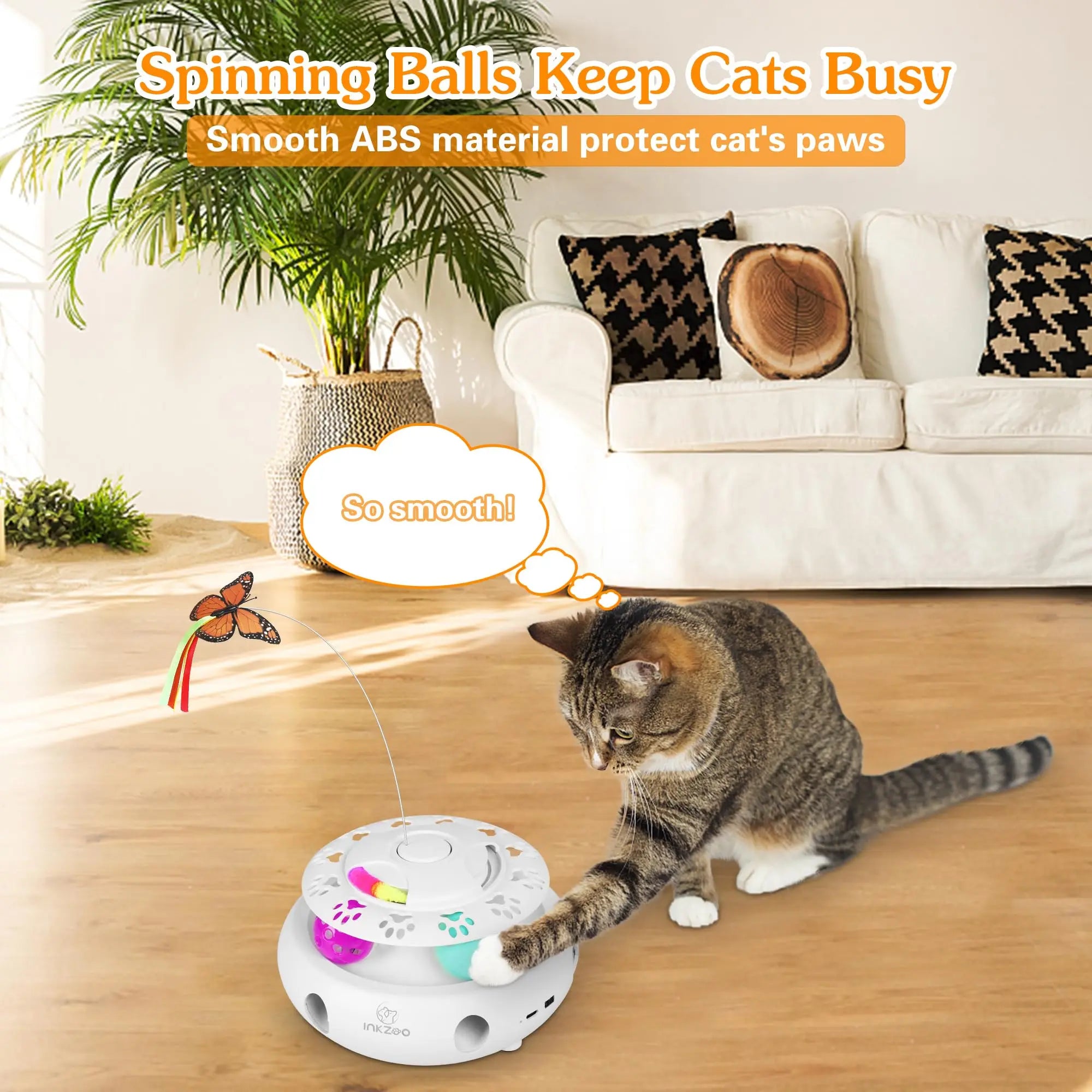 🕹️Bate-Rato Automático, Borboleta e Pista – Centro de Entretenimento USB para Gatos!