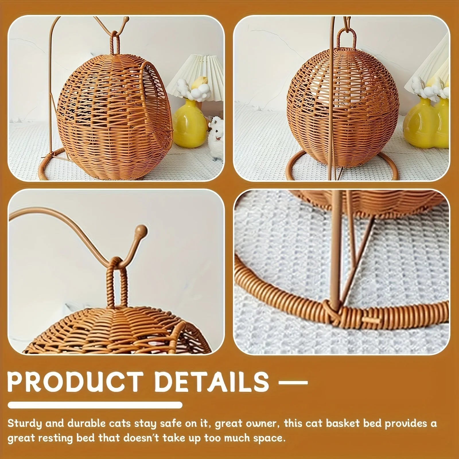 🧺 Cama Rede Luxo "Cesto de Frutas": Um Ninho Artesanal e Exclusivo para o Seu Gato!