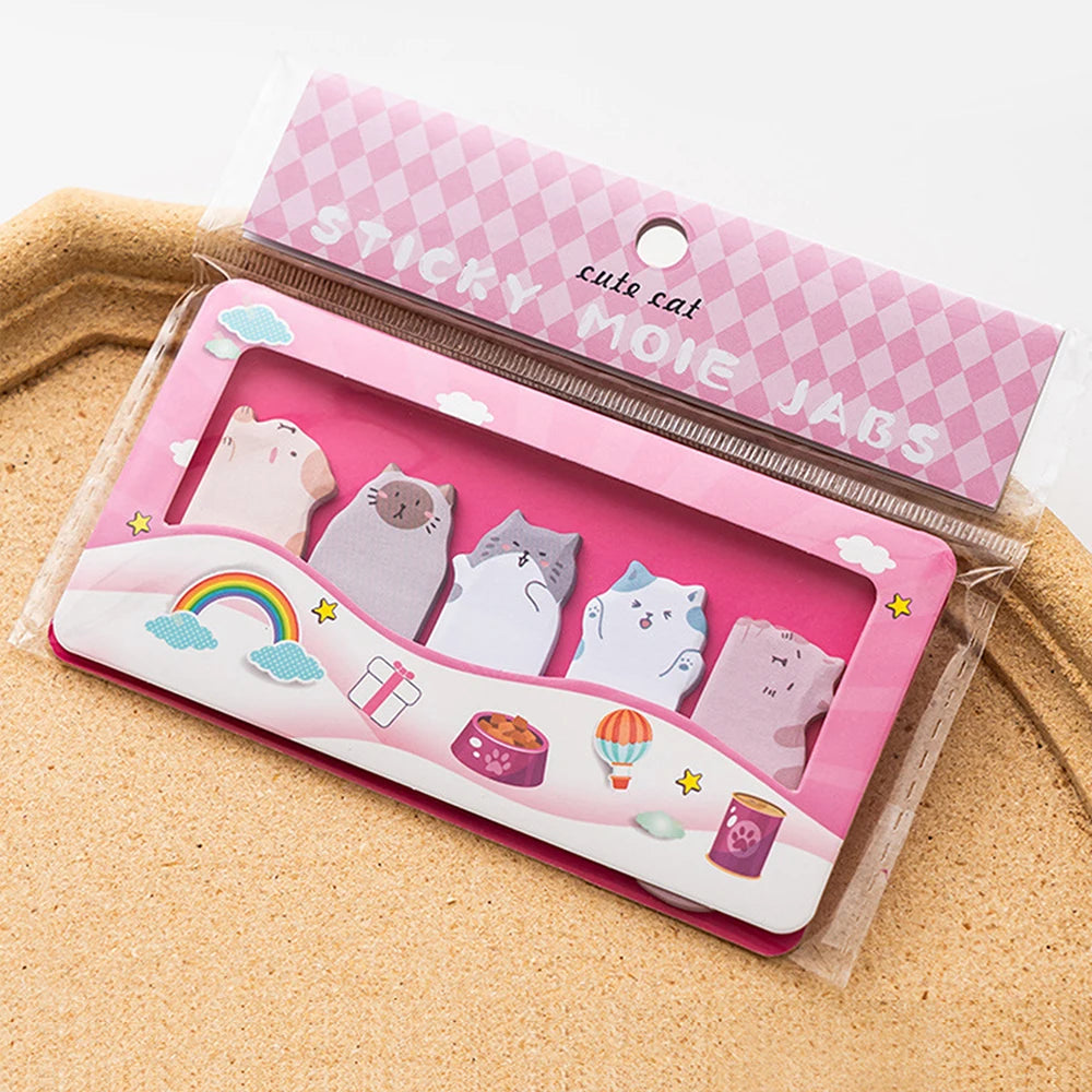 🐼 Bloco de Notas Adesivas Cartoon: 150 Folhas com Capivara, Panda e Gato – Papelaria Criativa!