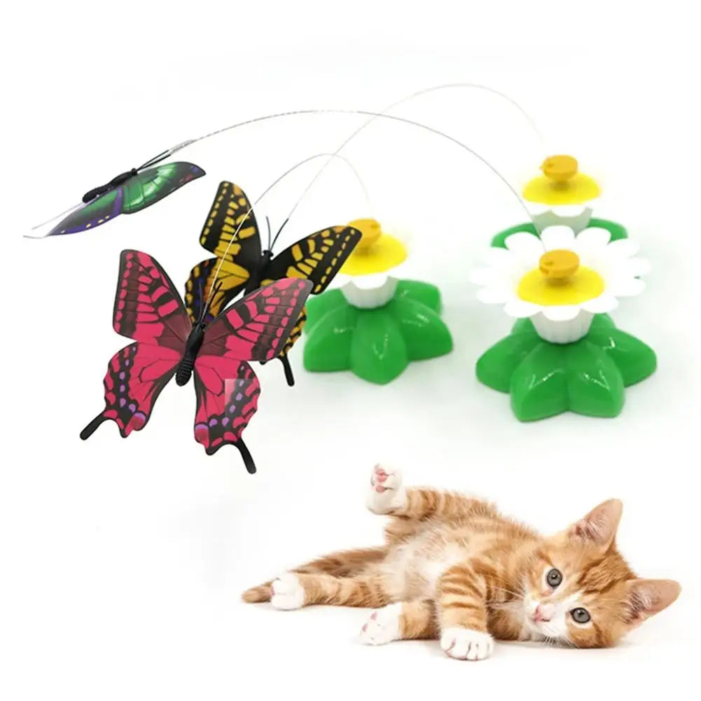 🦋 Borboleta Elétrica Giratória 360°: Brinquedo Automático para Gatos – Treinamento e Caça!