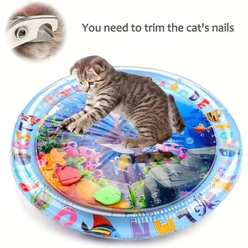 💧 Tapete Interativo de Água para Gatos: Splash Pad Interno, Refrescância e Alívio do Tédio no Verão!