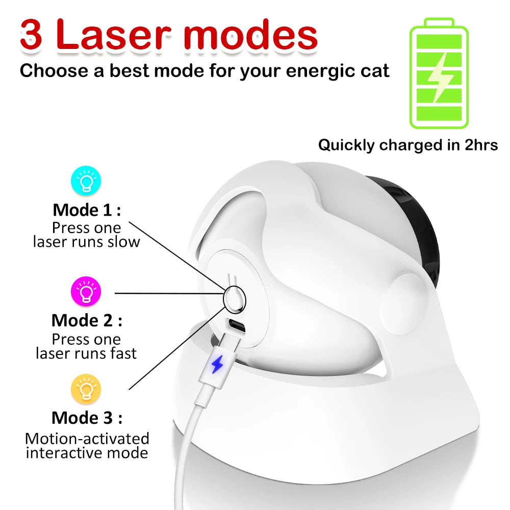 🔴 Laser Automático Recarregável Smart: 2 Modos de Velocidade para Gatos, Cães e Filhotes!