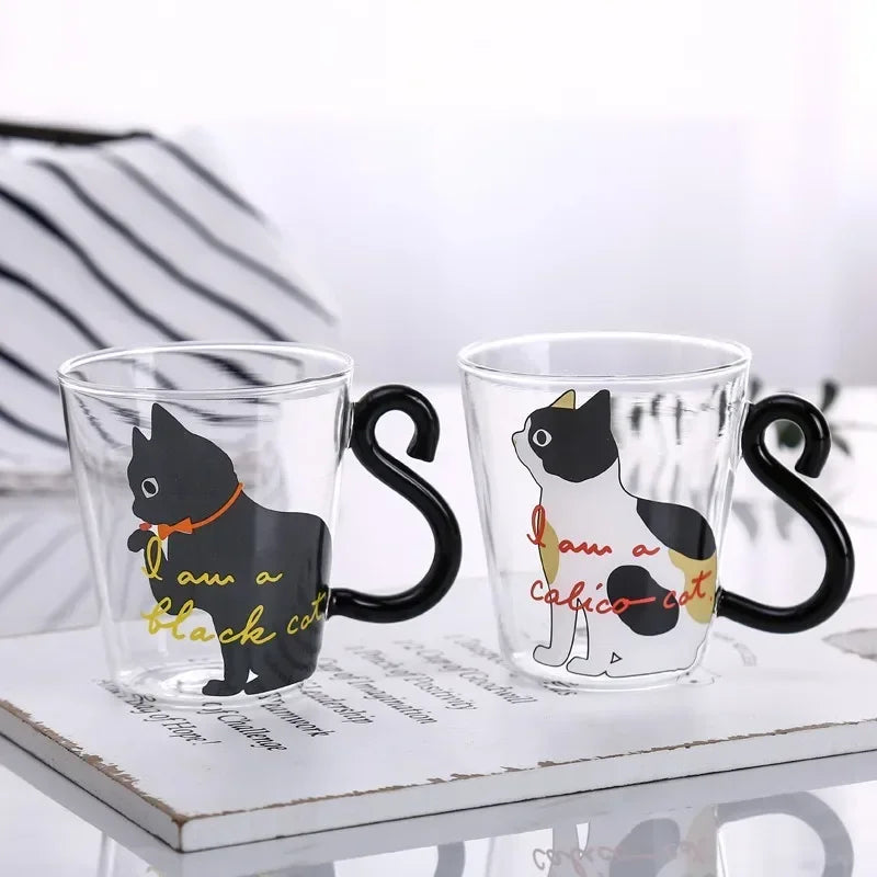 ☕ Caneca Cauda de Gato 3D (250ml): Vidro Borossilicato Resistente ao Calor – Presente Único para Cat Lovers!