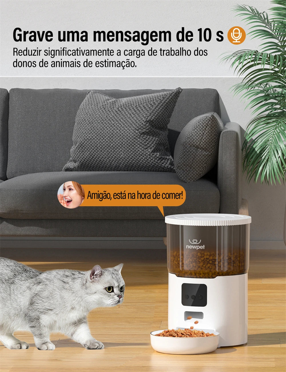 📱 Alimentador Automático Smart WiFi 4L: Gravador de Voz e Alimentação Lenta para Cães e Gatos!