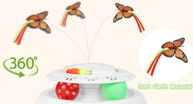 🕹️Bate-Rato Automático, Borboleta e Pista – Centro de Entretenimento USB para Gatos!