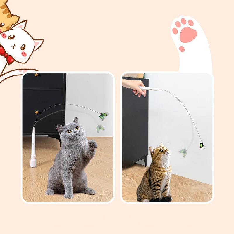 🎣 Brinquedo Interativo Gato 360°: Varinha com Padrões Trocáveis – Alivia Tédio e Estimula a Caça!