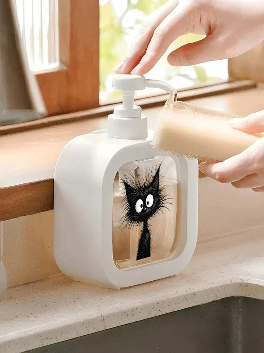 🖤 Dispensador de Sabonete Gato P&B: Rosto Felino para Pia da Cozinha – Charme e Funcionalidade!