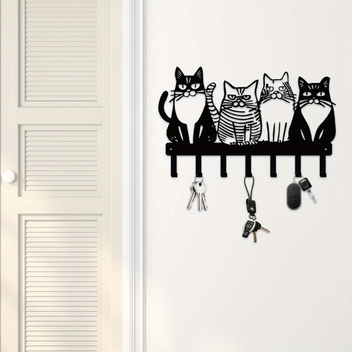 🗝️ Gancho de Parede Gato Charmoso: Metal Resistente para Chaves, Casacos e Toalhas – Organização Felina!