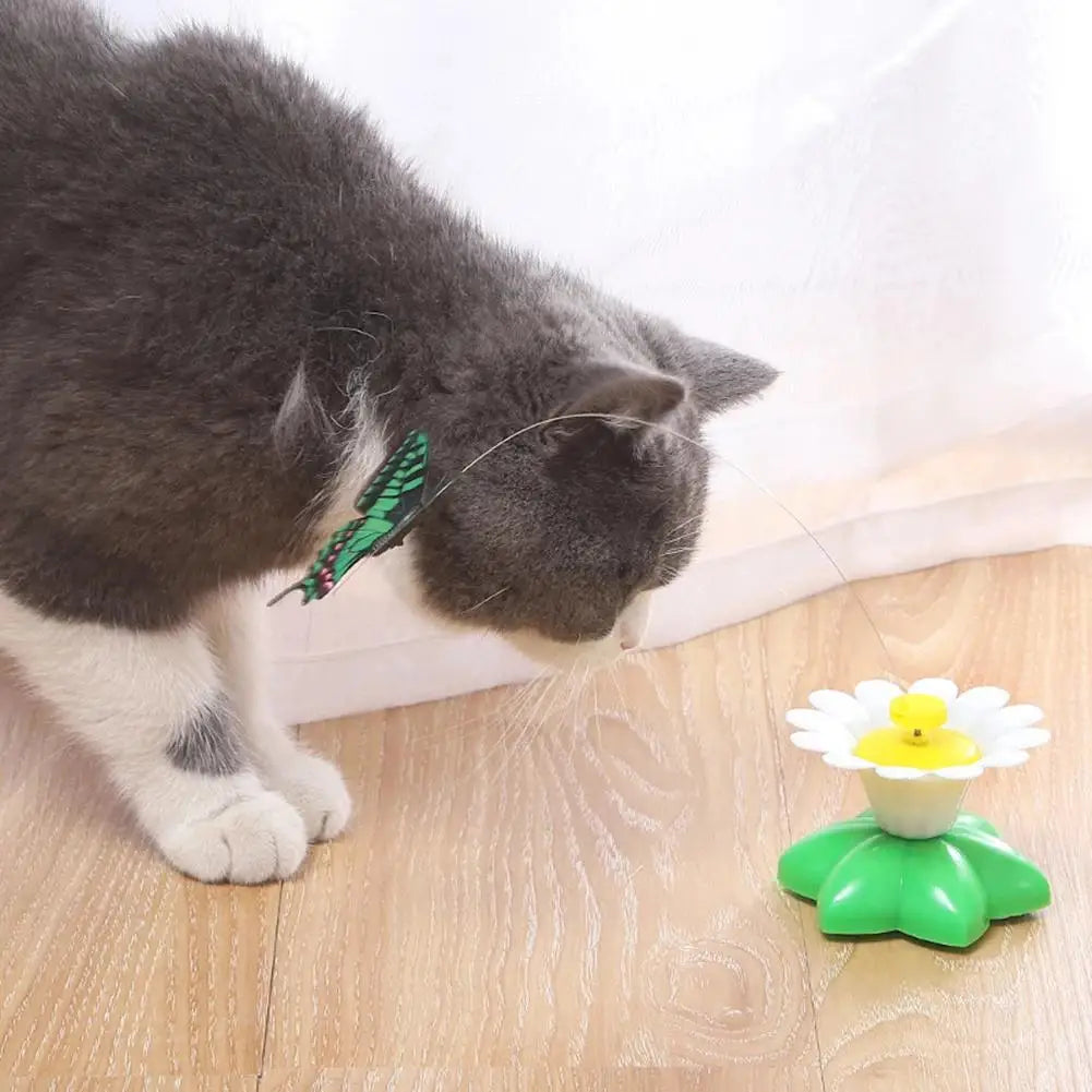 🦋 Borboleta Elétrica Giratória 360°: Brinquedo Automático para Gatos – Treinamento e Caça!
