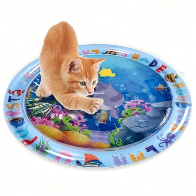 💧 Tapete Interativo de Água para Gatos: Splash Pad Interno, Refrescância e Alívio do Tédio no Verão!