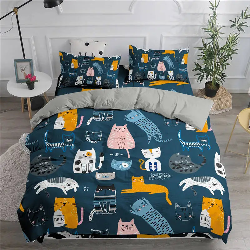 🛌 Conjunto de Cama 3D Gatos Fofos: Aconchego, Arte e a Companhia do Seu Pet na Decoração!