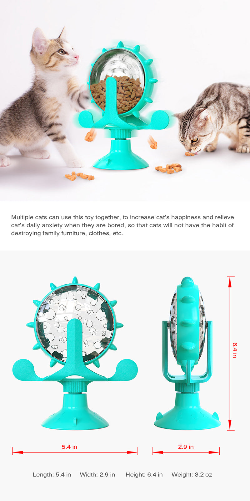 🧠 Roda Interativa Dispensadora de Petiscos: Alimentador Lento para Gatos e Cães Pequenos – Melhora o QI!