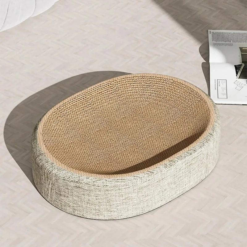 🐾 Arranhador Ninho Oval 2 em 1: Papelão Ondulado Ultra-Resistente para Descanso e Garras!