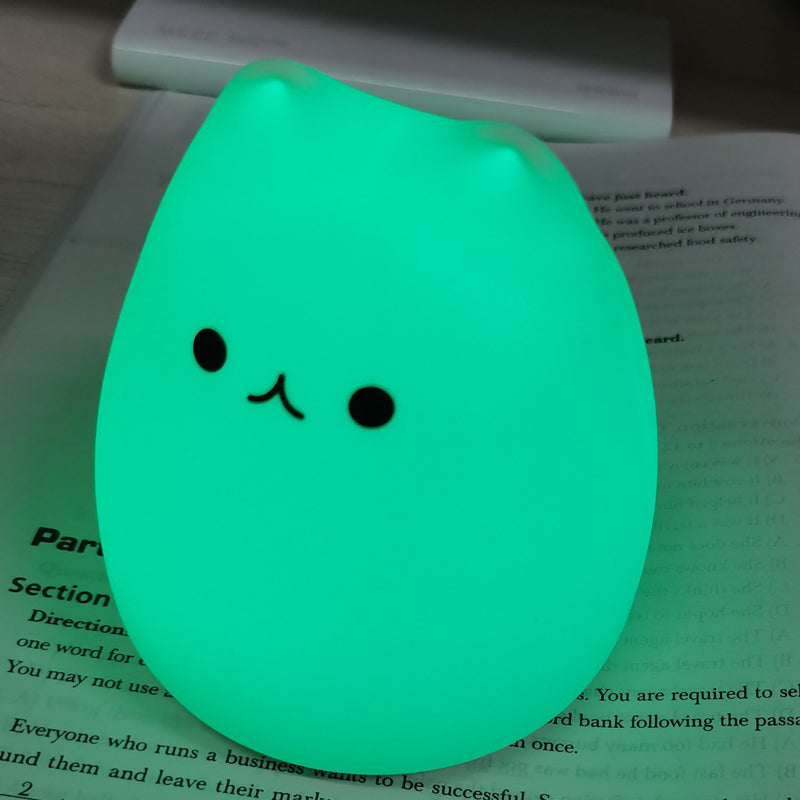 😻 Luminária Noturna Gato Mini: Toque Mágico, 7 Cores e Proteção Ocular – Presente Perfeito para Crianças!