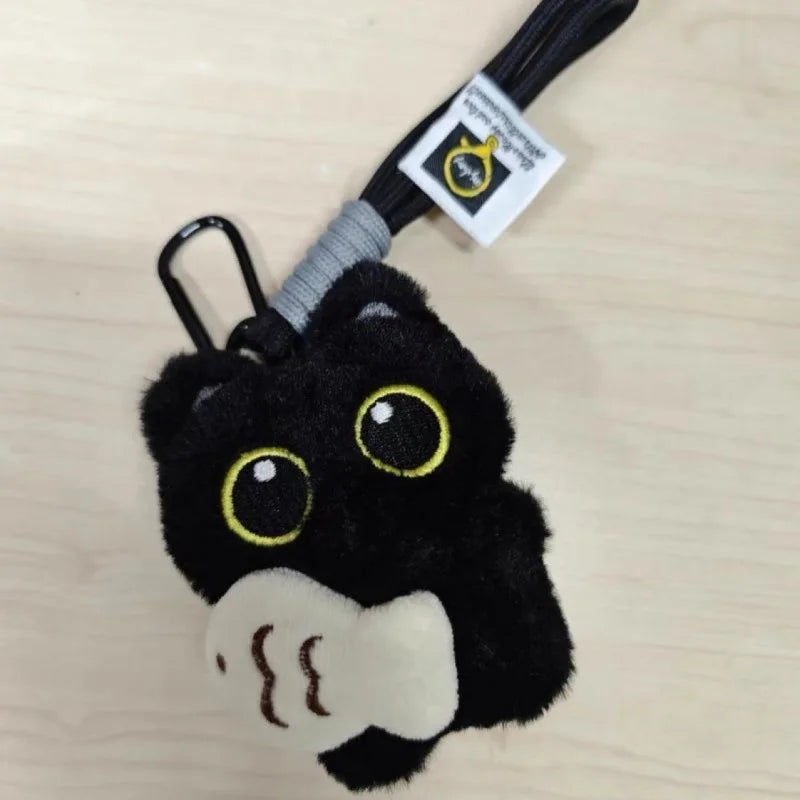 🖤 Chaveiro Gato Preto de Pelúcia Fofo: Pingente Kawaii para Bolsas, Carros e Casais!