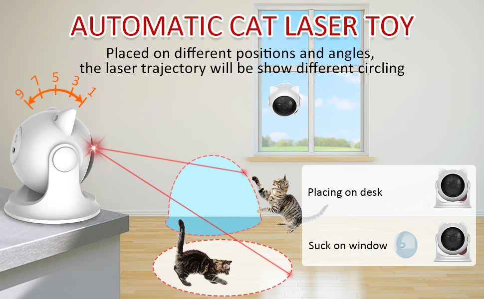 🔴 Laser Automático Recarregável Smart: 2 Modos de Velocidade para Gatos, Cães e Filhotes!