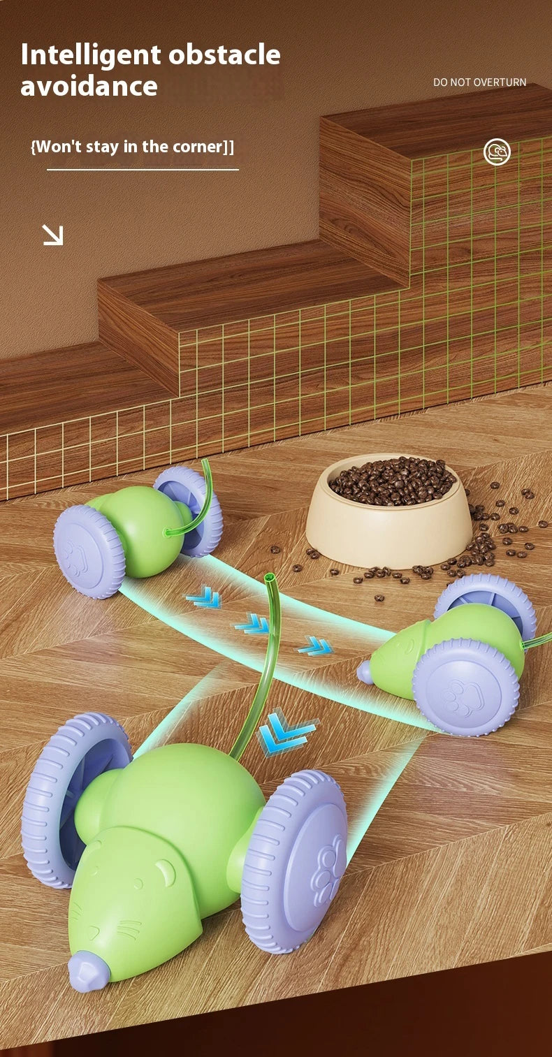 🐭 Rato Elétrico Recarregável Smart: Brinquedo Gato Automático com Desvio Inteligente de Obstáculos!