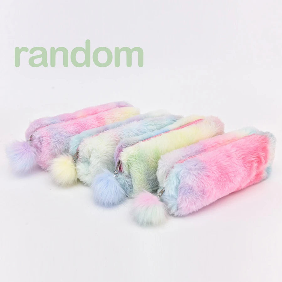 💖 Estojo de Pelúcia Kawaii Grande Capacidade: Bolsa Fofa para Lápis e Material Escolar!