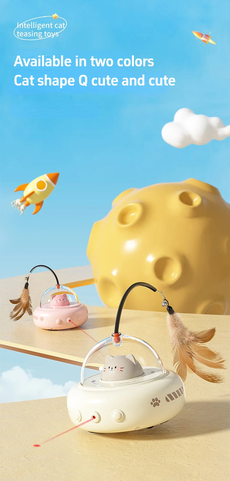 🛸 Brinquedo Smart UFO Elétrico: Varinha Provocadora com Sino e Penas Trocáveis para Gatos!