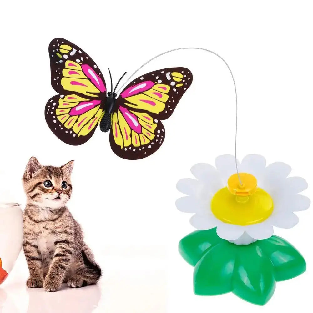 🦋 Borboleta Elétrica Giratória 360°: Brinquedo Automático para Gatos – Treinamento e Caça!