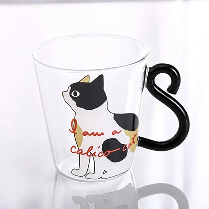 ☕ Caneca Cauda de Gato 3D (250ml): Vidro Borossilicato Resistente ao Calor – Presente Único para Cat Lovers!