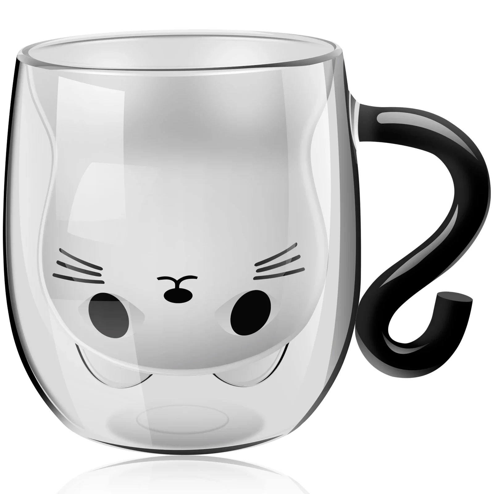☕ Caneca de Vidro Parede Dupla (250-300ml): Fofura Felina e Isolamento Térmico!