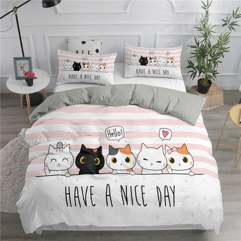 🛌 Conjunto de Cama 3D Gatos Fofos: Aconchego, Arte e a Companhia do Seu Pet na Decoração!
