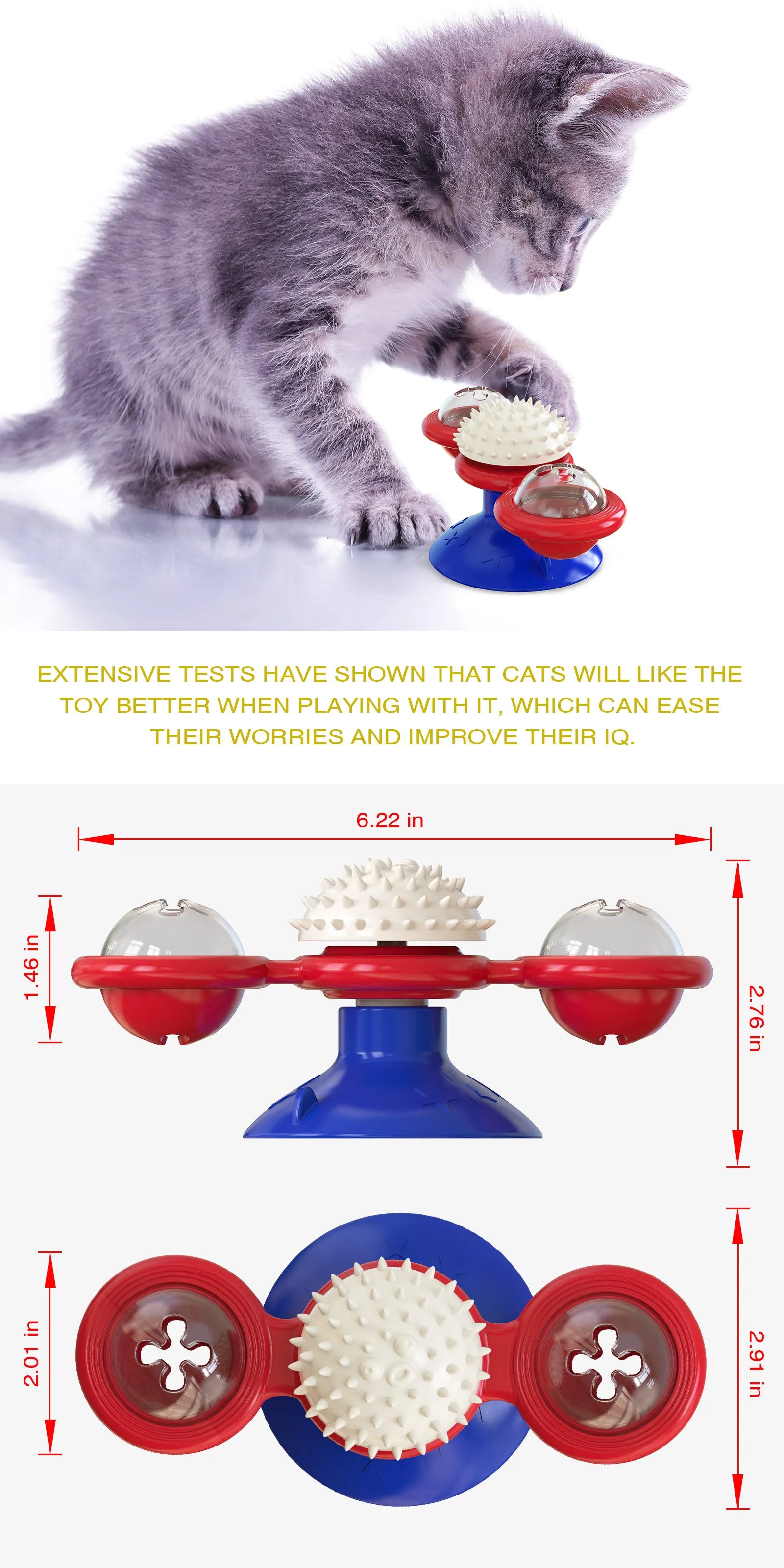 🌪️ Brinquedo Moinho de Vento Gato 3 em 1: Quebra-Cabeça Interativo, Escova de Dentes e Turntable!