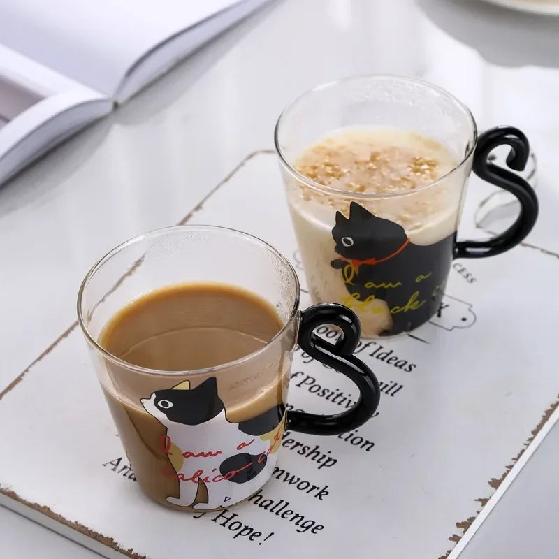 ☕ Caneca Cauda de Gato 3D (250ml): Vidro Borossilicato Resistente ao Calor – Presente Único para Cat Lovers!