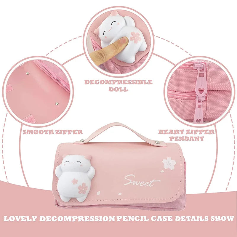 🇰🇷 Estojo 3D Kawaii de Descompressão: À Prova d'Água, Estética Coreana e Alívio do Estresse!