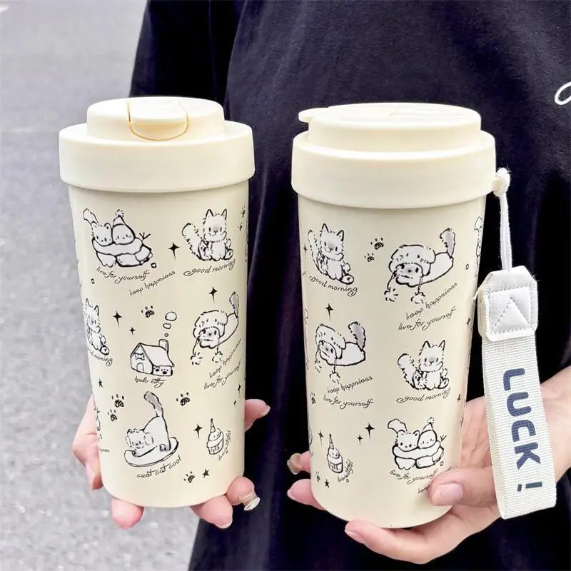 ❄️ Garrafa Térmica Gato Boneco de Neve: Aço Inoxidável, Canudo e Charme de Natal!