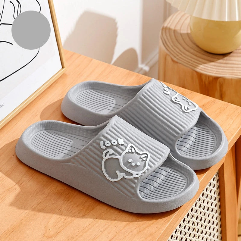☁️ Chinelos Nuvem Gatinho Fofo: Sola Macia, Antiderrapante – Conforto para Banheiro e Casa
