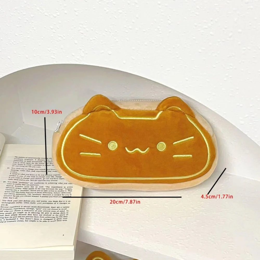 🍯 Estojo de Pelúcia Gato Caramelo (Ins Style): Organizador Fofo e Grande Capacidade!