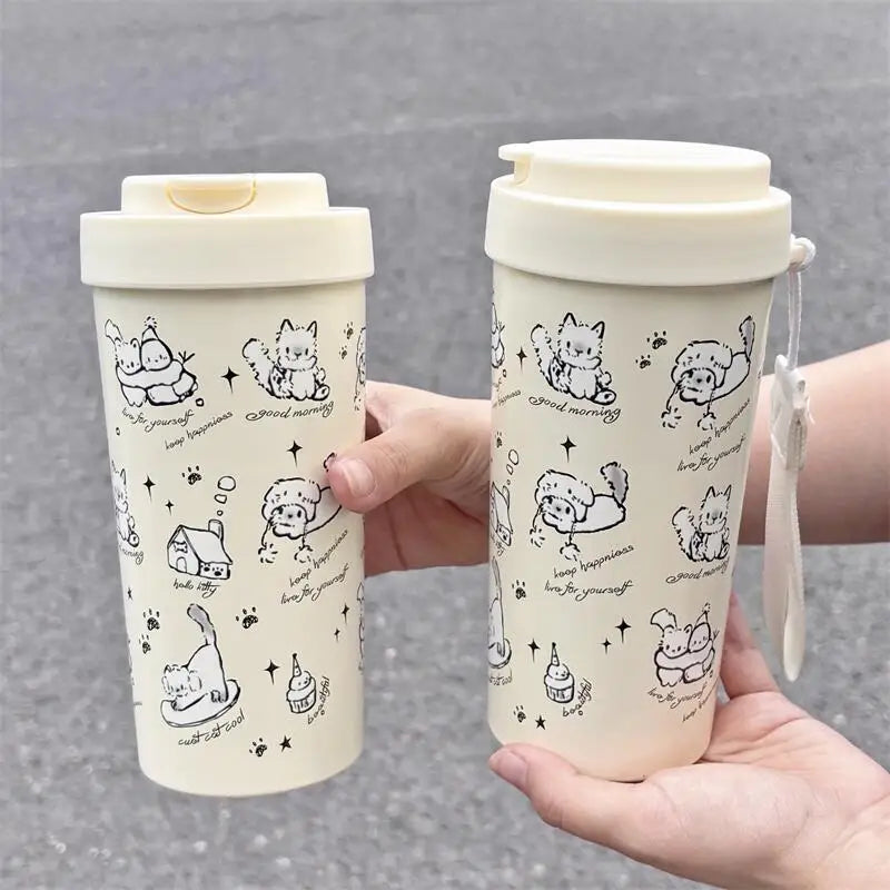 ❄️ Garrafa Térmica Gato Boneco de Neve: Aço Inoxidável, Canudo e Charme de Natal!