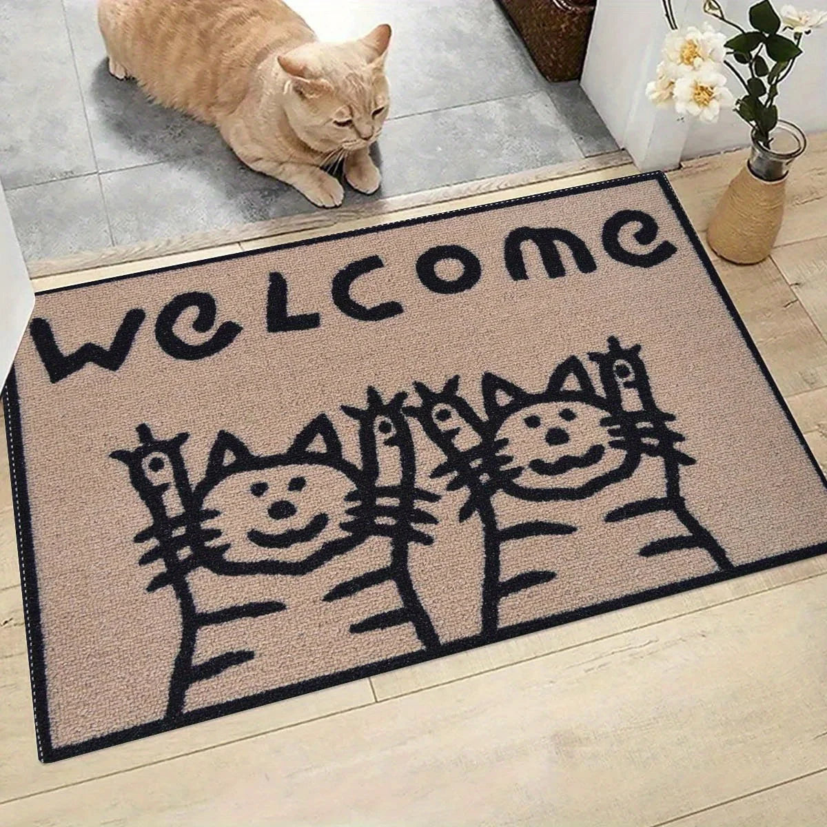 🧼 Tapete VIKAMA Gato: Resistente a Manchas e Perfeito para Cozinhas e Entradas!
