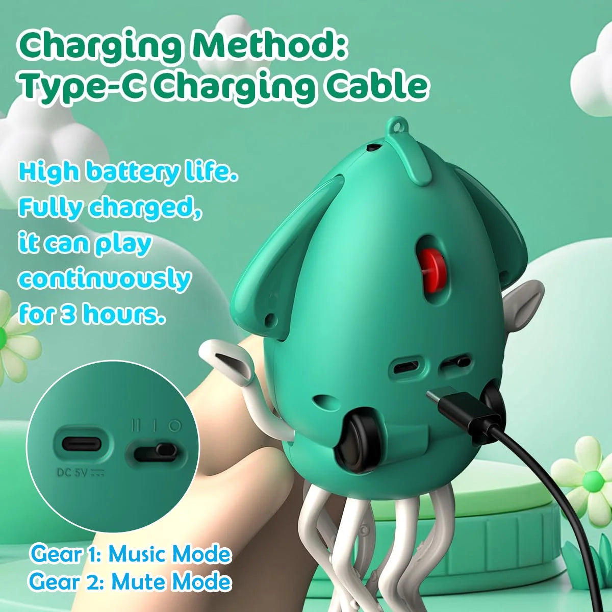 🐙 Brinquedo Polvo Dançarino Mágico: Luz, Música e Caçada Eletrizante para o Seu Thomas!