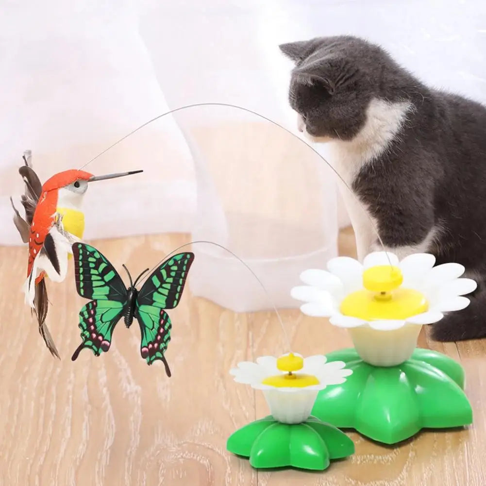 🦋 Borboleta Elétrica Giratória 360°: Brinquedo Automático para Gatos – Treinamento e Caça!
