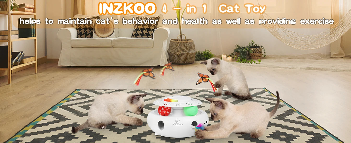 🕹️Bate-Rato Automático, Borboleta e Pista – Centro de Entretenimento USB para Gatos!