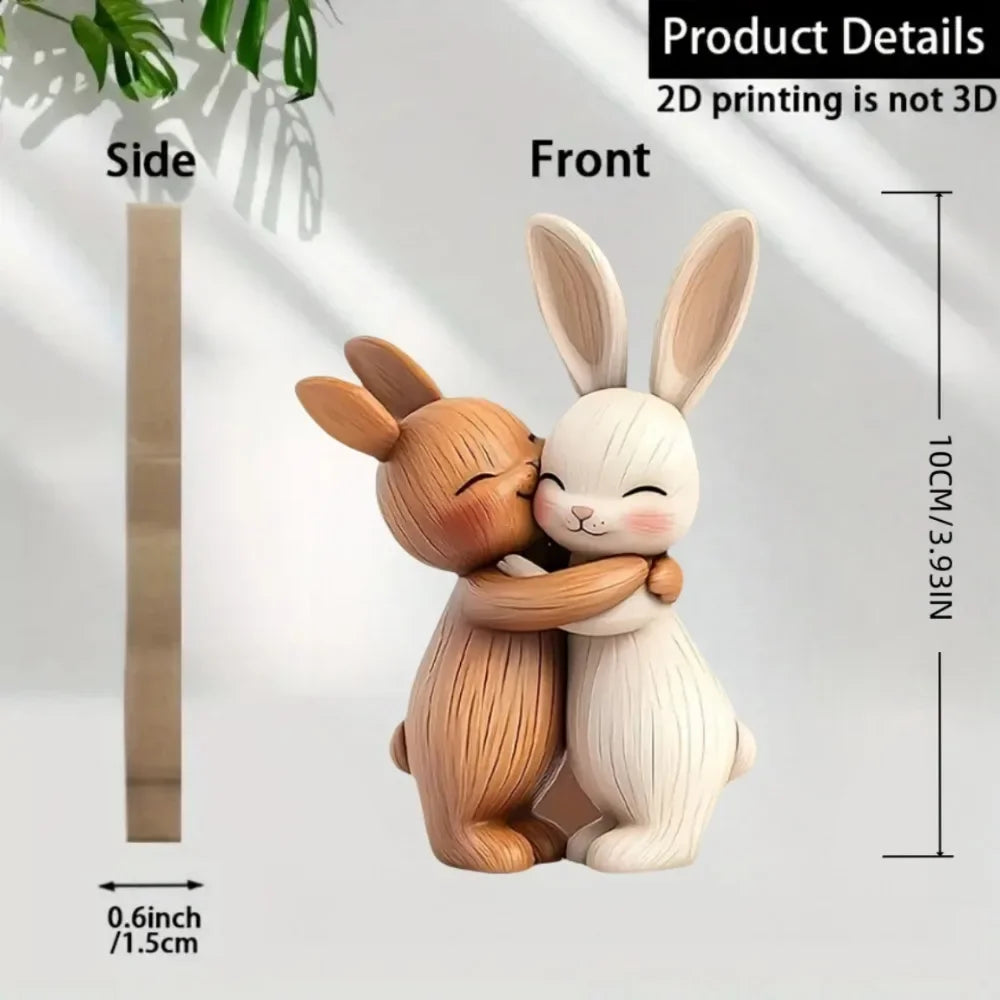 💖 Escultura Gatinhos Casal 2D: Madeira Rústica P&B – Presente Encantador para Cat Lovers!