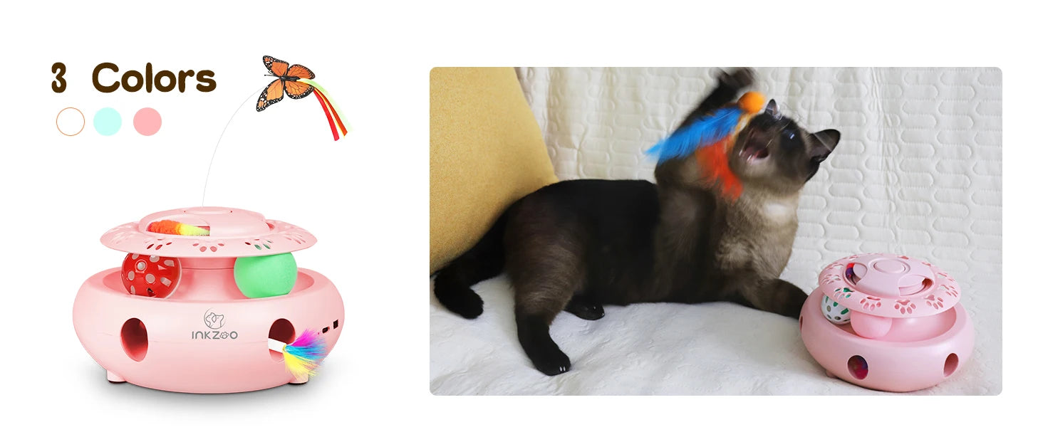 🕹️Bate-Rato Automático, Borboleta e Pista – Centro de Entretenimento USB para Gatos!