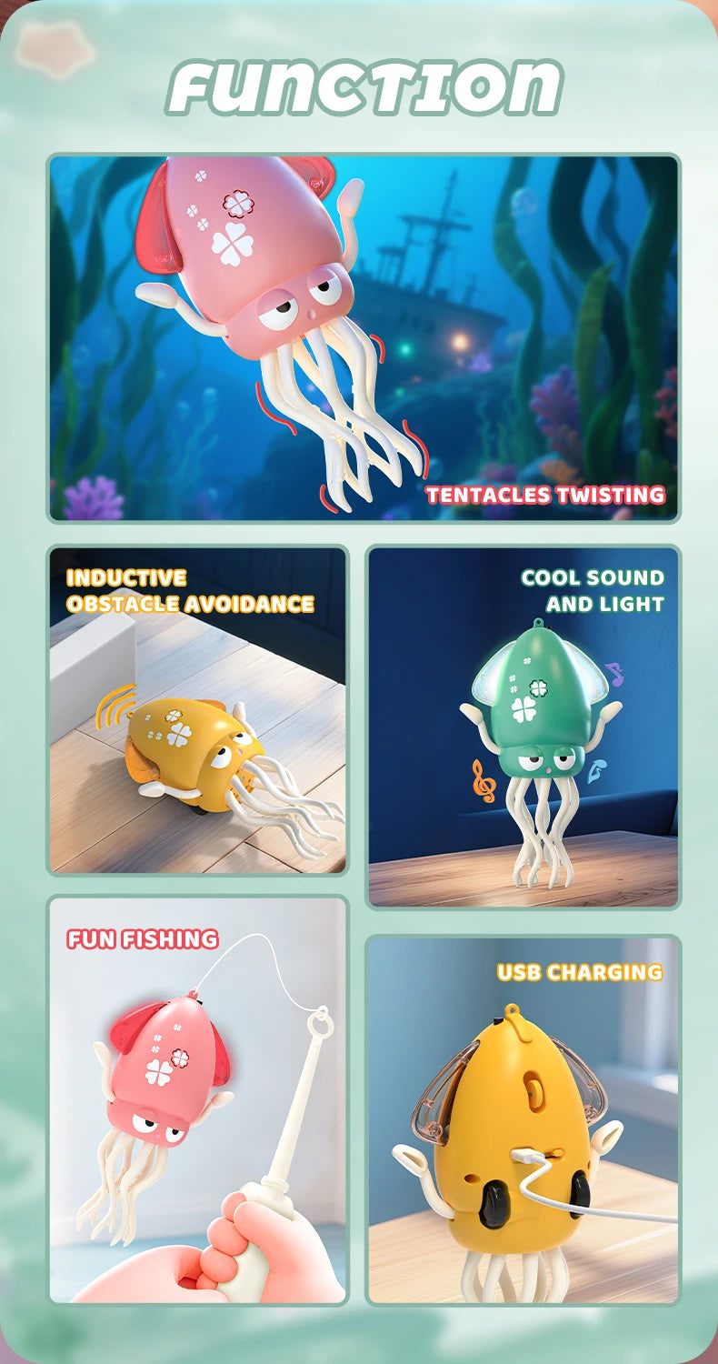 🐙 Brinquedo Polvo Dançarino Mágico: Luz, Música e Caçada Eletrizante para o Seu Thomas!