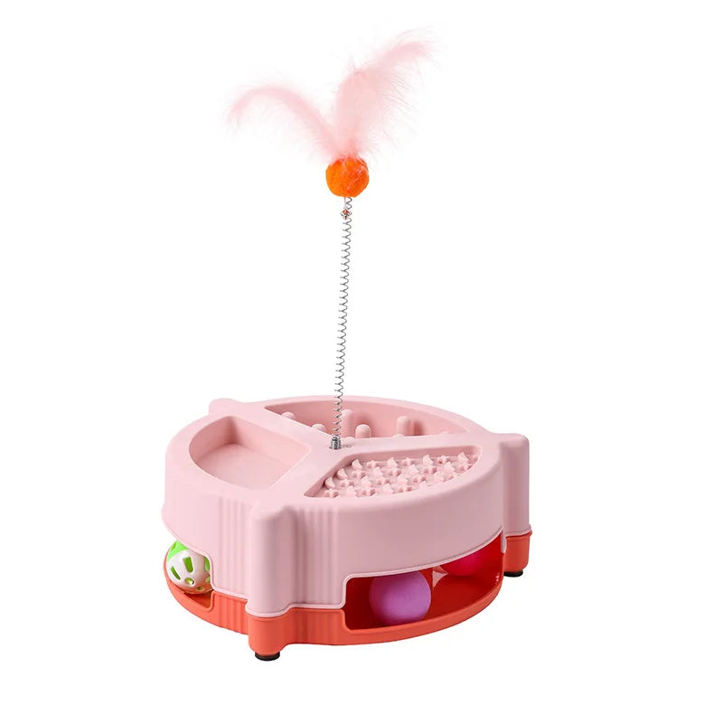 🎁 Kit Brinquedos Auto-Entretenimento Gato: Varinha Interativa + Plataforma Giratória Antitédio!