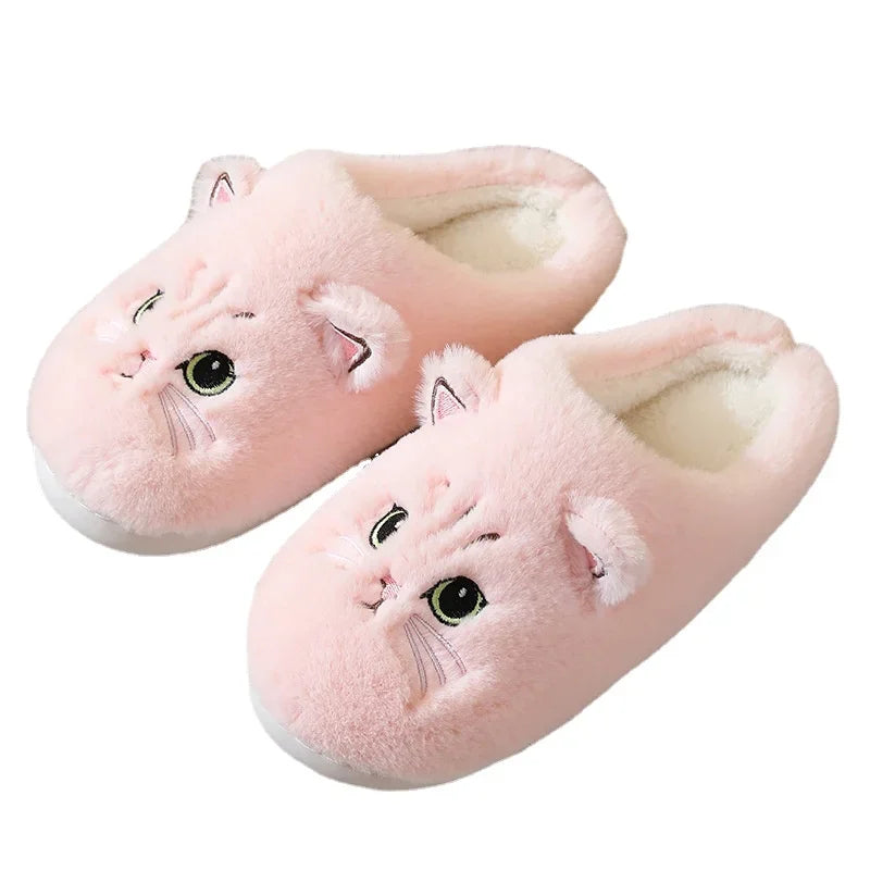 🐾 Pantufas Gato Cartoon Quentinhos: Pelúcia Antiderrapante – Conforto para os pes!