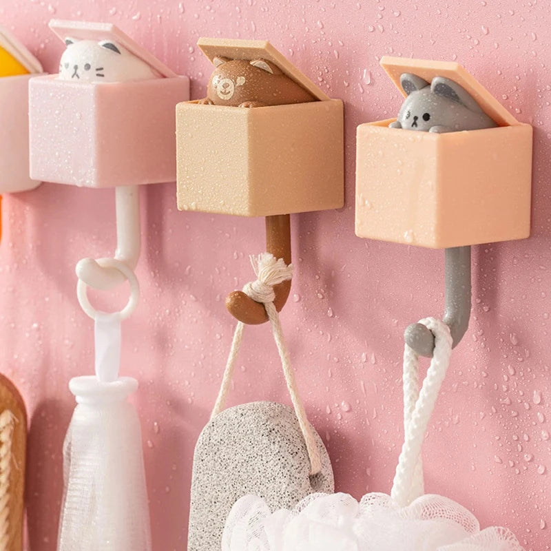 😻 Ganchos Adesivos Gato Cartoon: Decoração Divertida e Organização Fácil para Paredes e Portas!
