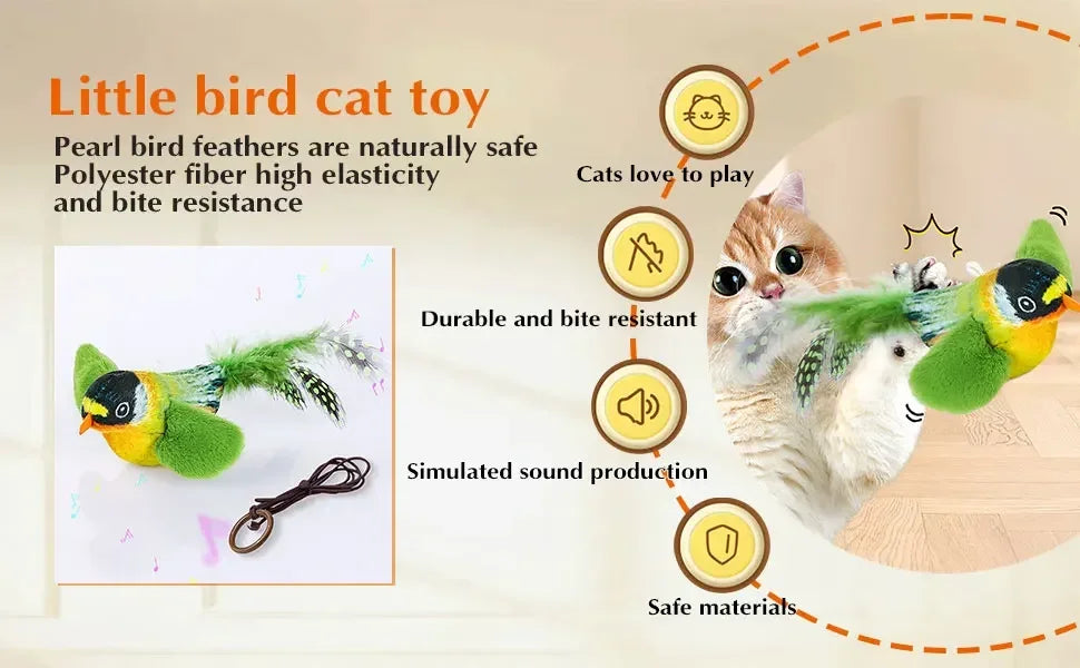 🐦 Pássaro Interativo de Pendurar: Brinquedo com Som e Catnip para Gatos – Caça e Auto-Entretenimento!