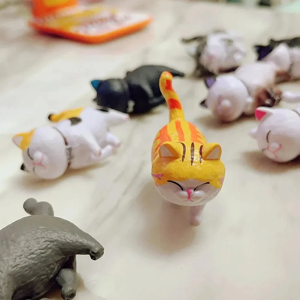 🔔 Conjunto 9 Miniaturas Gato: Estatuetas Fofas para, Decoração e Presente!