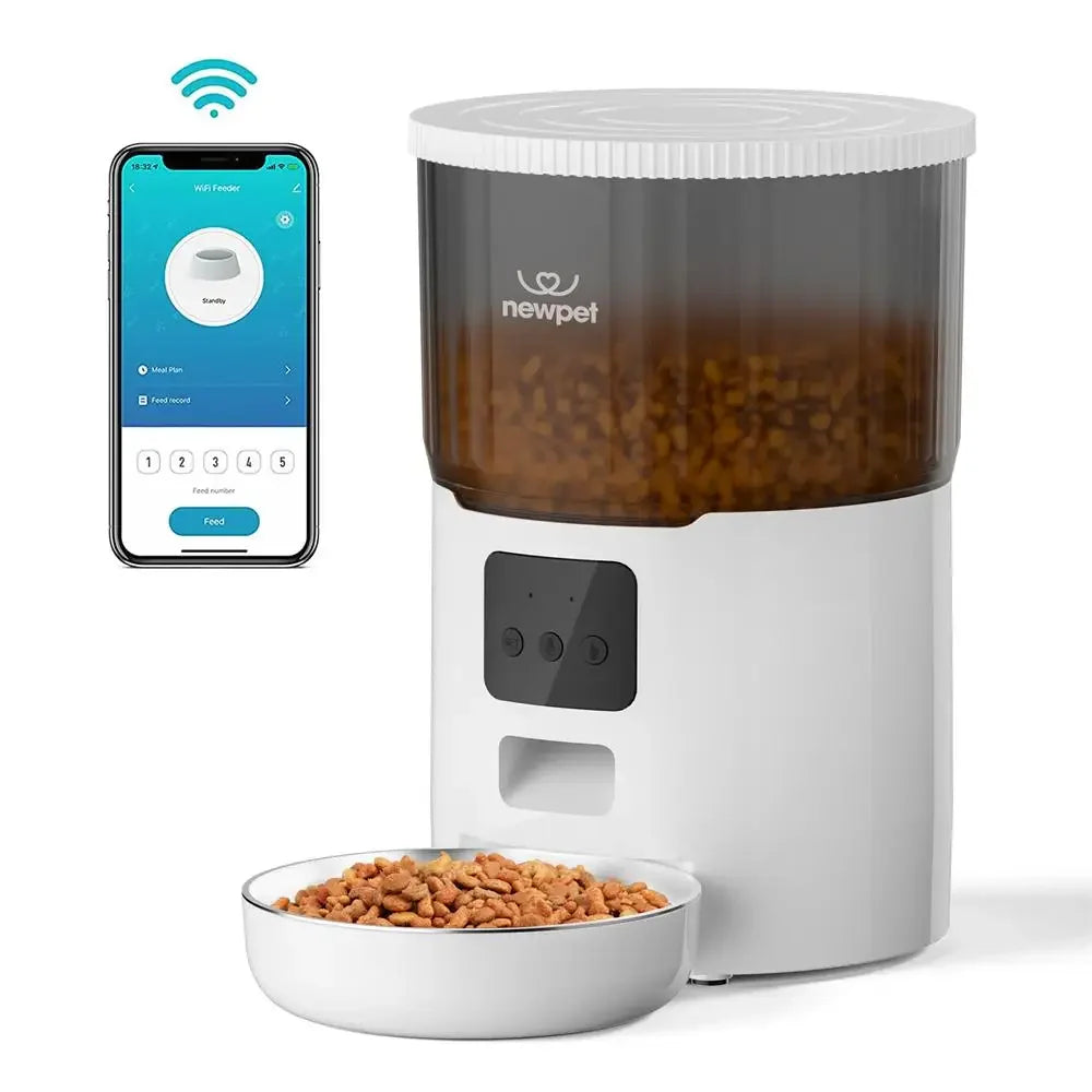 📱 Alimentador Automático Smart WiFi 4L: Gravador de Voz e Alimentação Lenta para Cães e Gatos!